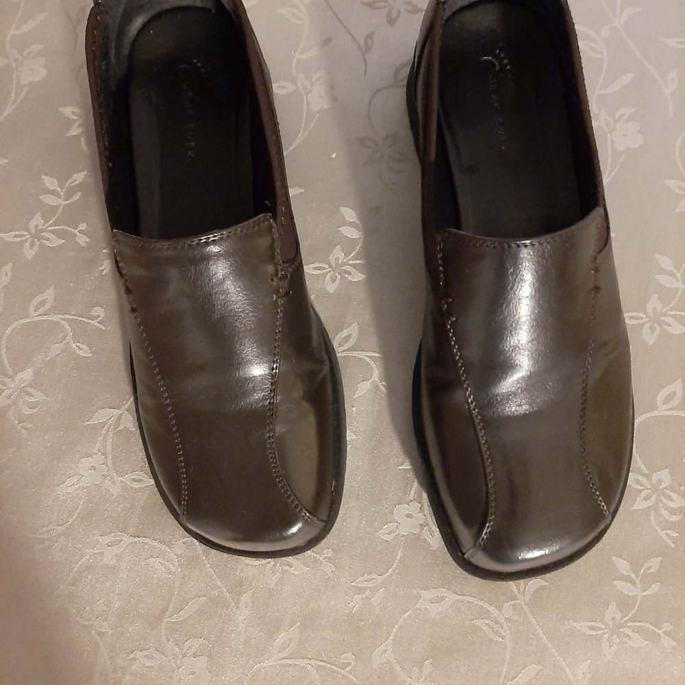 Bear Traps Shoes by Wearever Shelly, dark brown, faux leather loafer, size 8M
